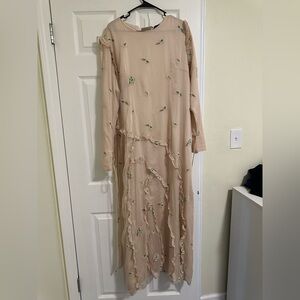 Elegant Cream Floral Women's Dress